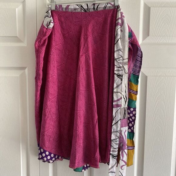 Earthbound Trading Co One Size Reversible Wrap Skirt Boho‎ Festival Hippie Flowy - Picture 4 of 6